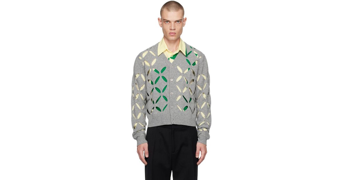 STEFAN COOKE Slashed Cardigan in Grey for Men | Lyst UK