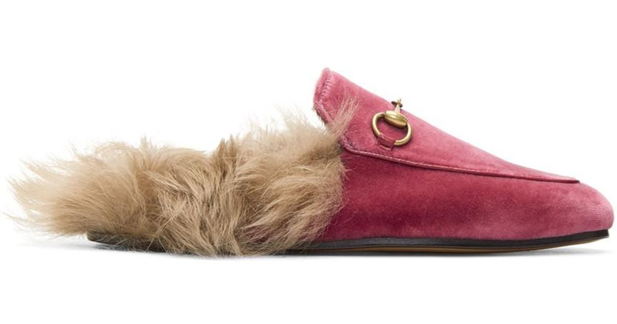 Gucci Pink Velvet \u0026 Fur Princetown 