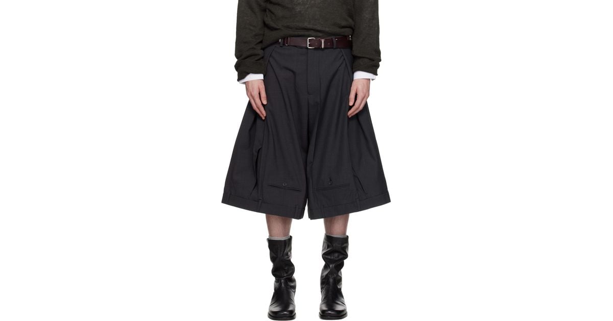 HODAKOVA Upside Down Wide Trouser Shorts in Black for Men | Lyst UK