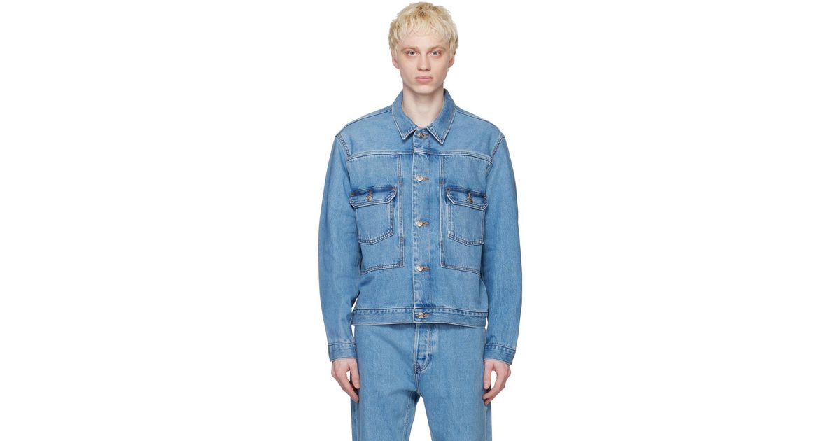 Calvin Klein Blue Utility Denim Jacket for Men | Lyst