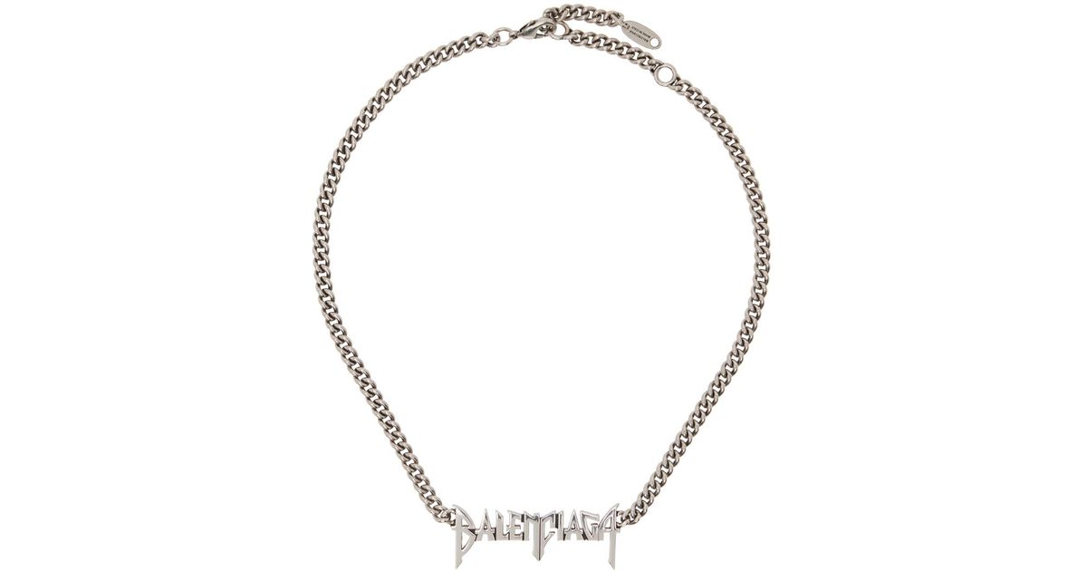 メンズ Balenciaga ガンメタル Typo Metal ネックレス メタリック | Lyst