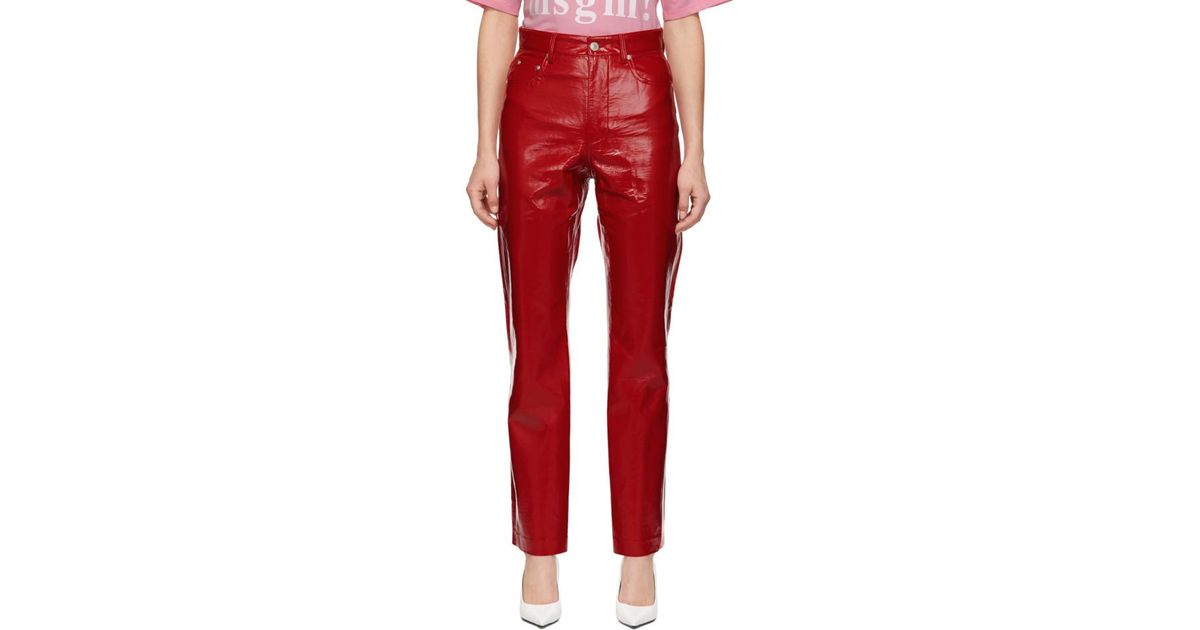 MSGM Red Vinyl Trousers | Lyst Canada