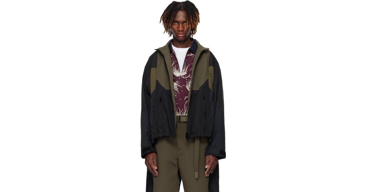 お歳暮ならオンライン Matelasse カーキ＆ネイビー Sacai メンズ Twill ジャケット Mix ヨガ・ピラティス