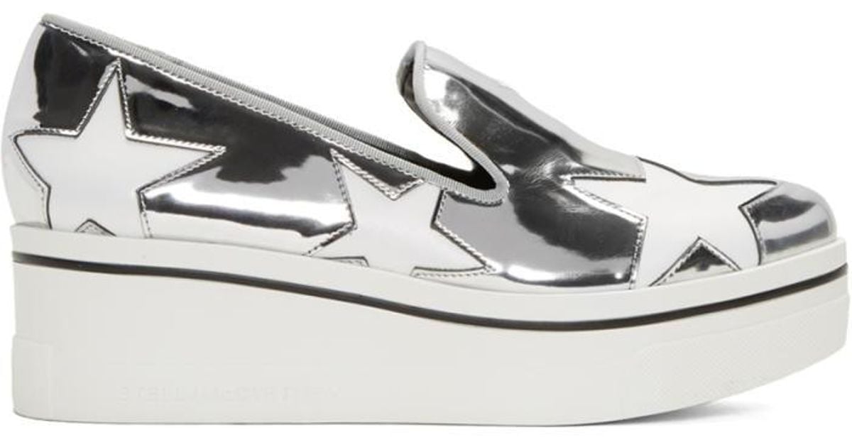 Stella McCartney Silver Star Platform Binx Sneakers in Metallic | Lyst