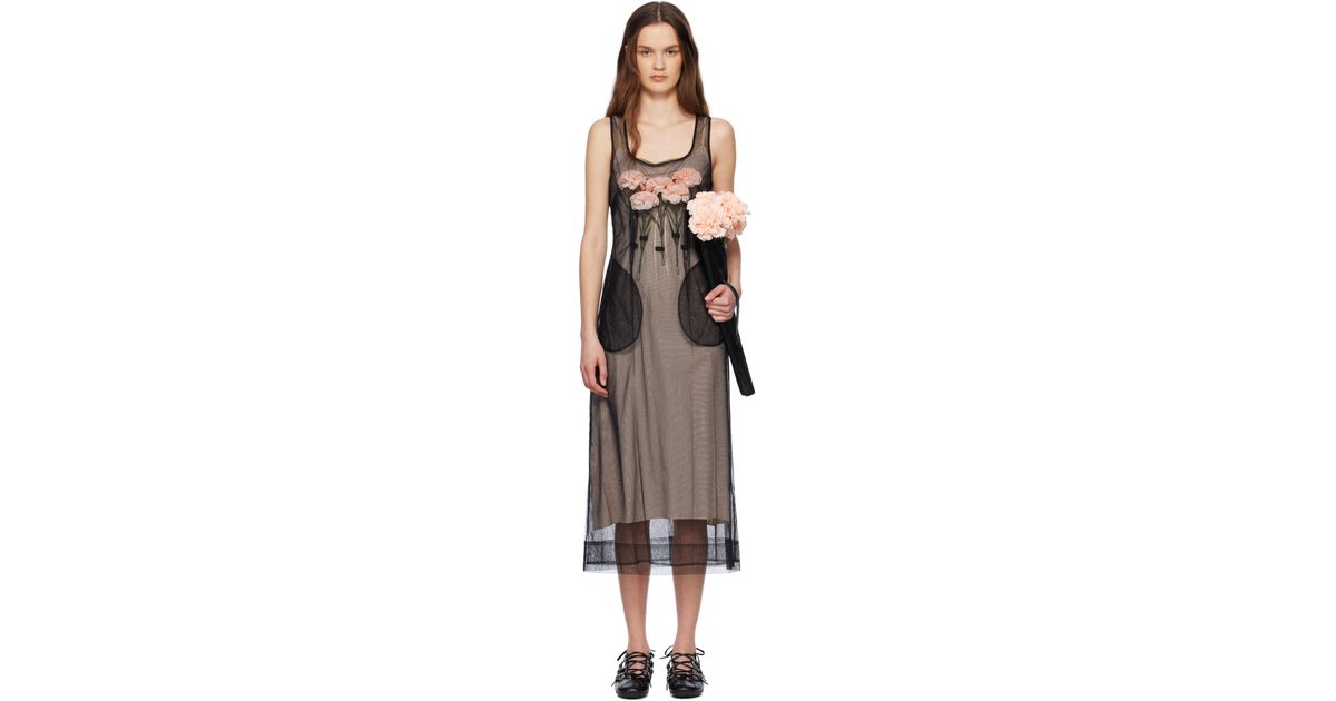 Simone Rocha Carnation Dart Midi Dress in Black | Lyst