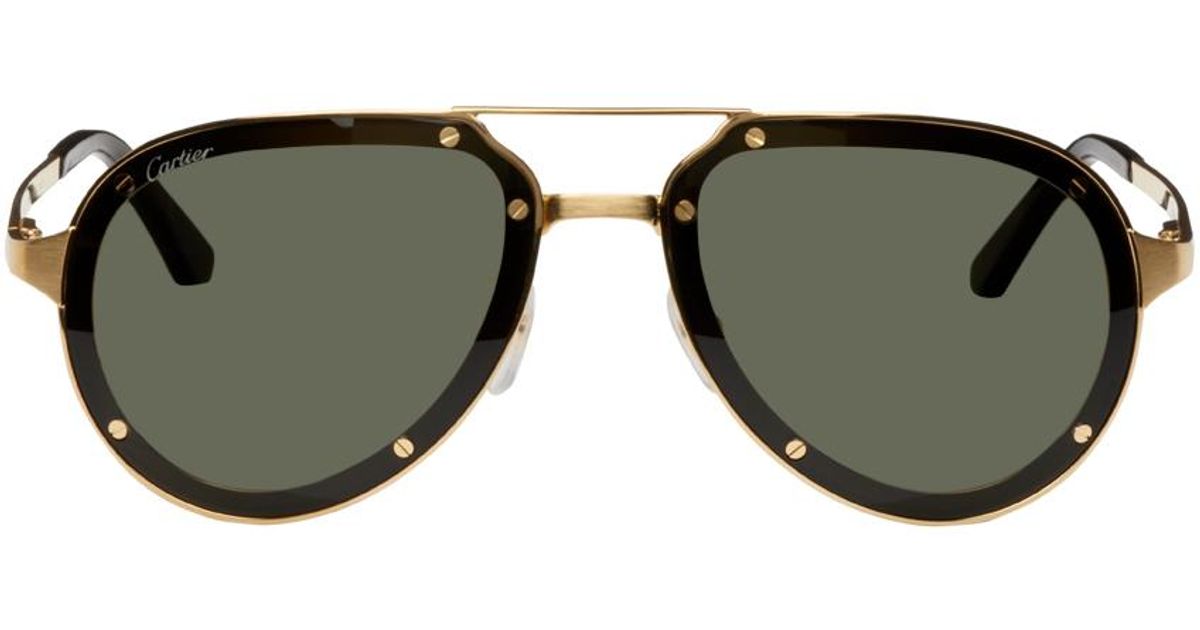 Cartier Gold Santos De Aviator Sunglasses for Men Lyst
