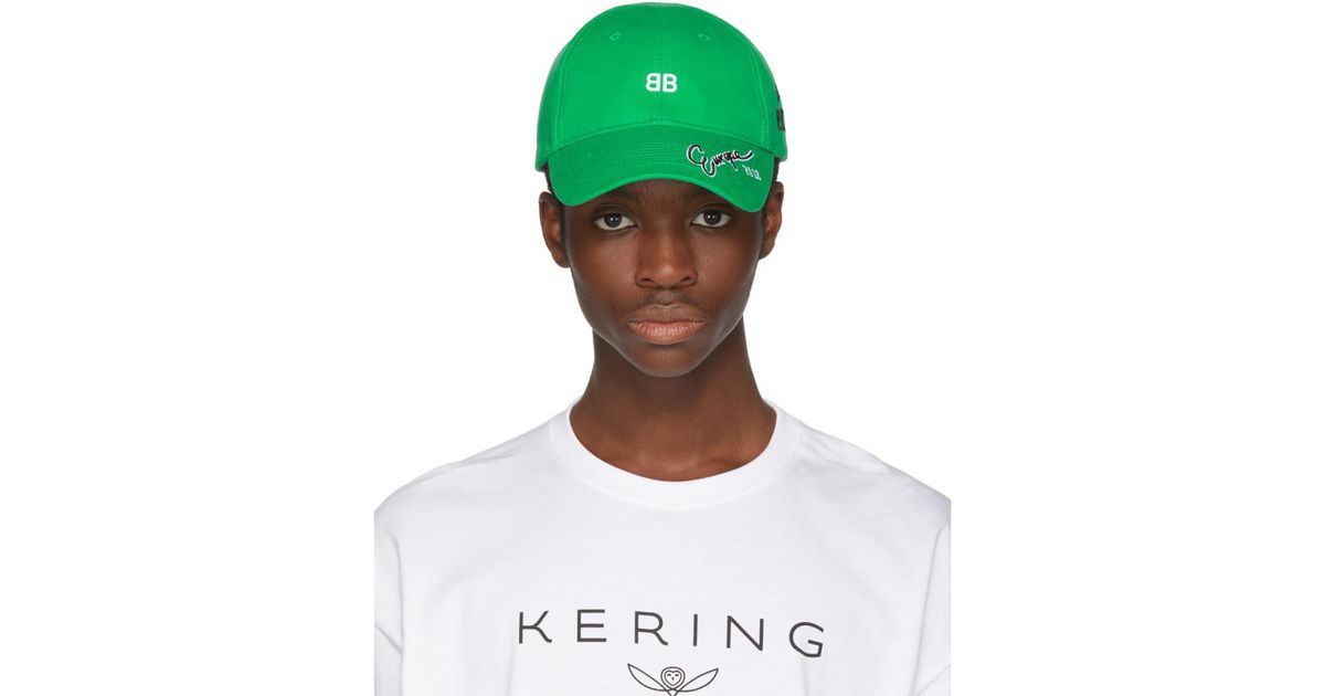 Balenciaga Cotton Green Bb Cap for Men - Lyst