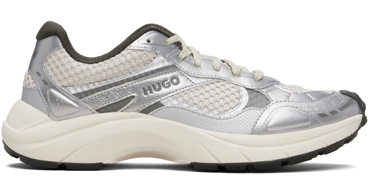 Hugo Off HUGO Off- Mesh Faux-Leather Sneakers in Black for Men | Lyst