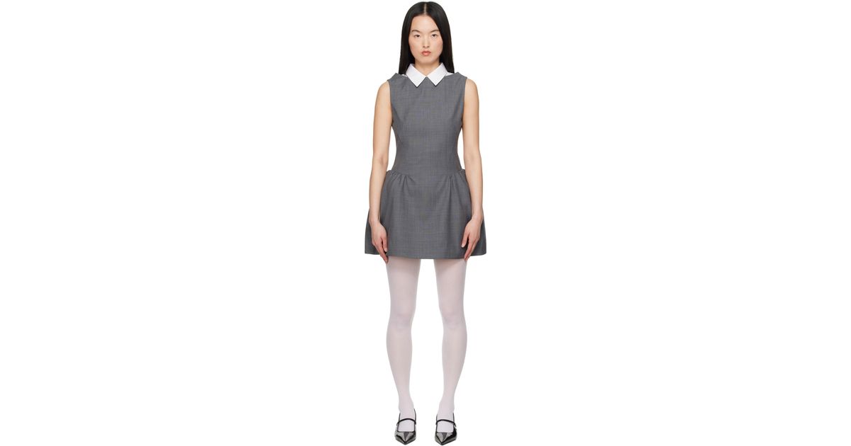 【Shushu Tong】Shirtneck Patchwork ノースリーブ ワンピース ShuShu/Tong グレー Shirtneck Patchwork ノースリーブ ミニ