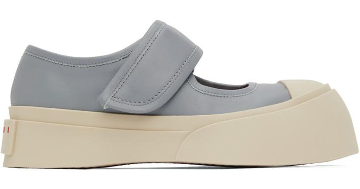 Marni Leather Grey & Off-white Pablo Mary-jane Sneakers in Black | Lyst