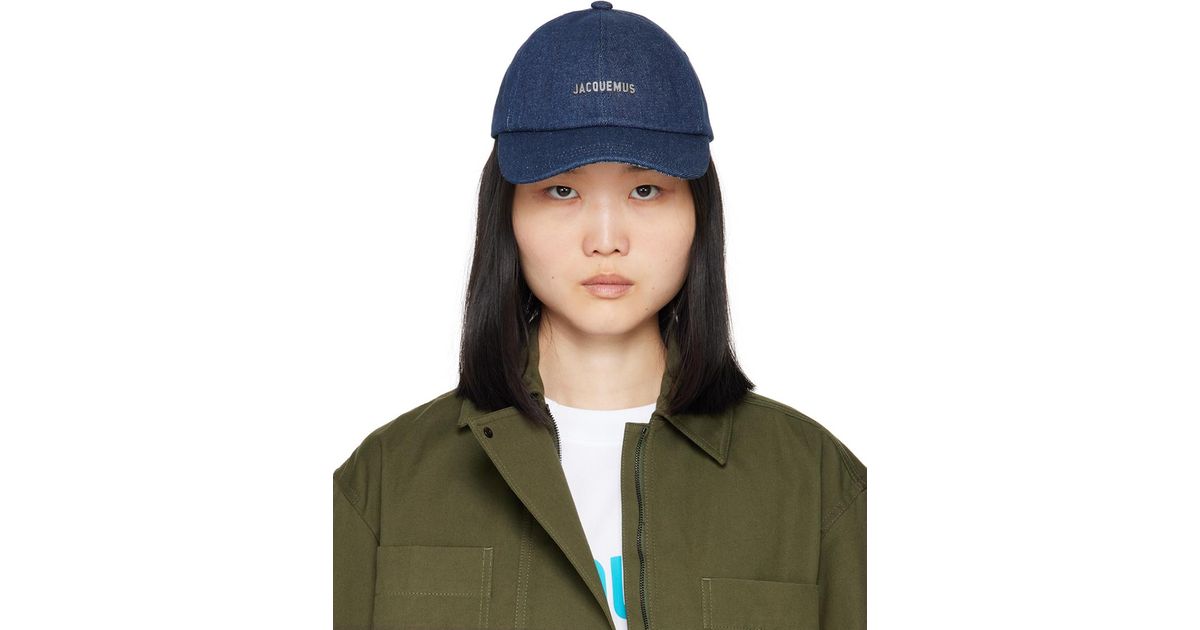 JACQUEMUS Gadjo キャップ Navy/LA CASA デニム ロゴキャップ Jacquemus Men's La Casquette Gadjo Denim Baseball Cap