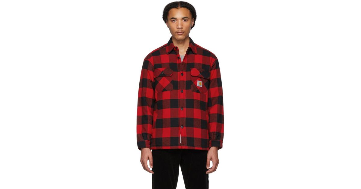 Carhartt WIP Cotton Red And Black Check Merton Jacket Shirt for Men | Lyst