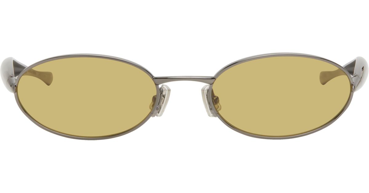 新作【Bottega Veneta】サーディン オーバル サングラス、全2色 BOTTEGA VENETA EYEWEAR Sardine オーバルフレーム ゴールド