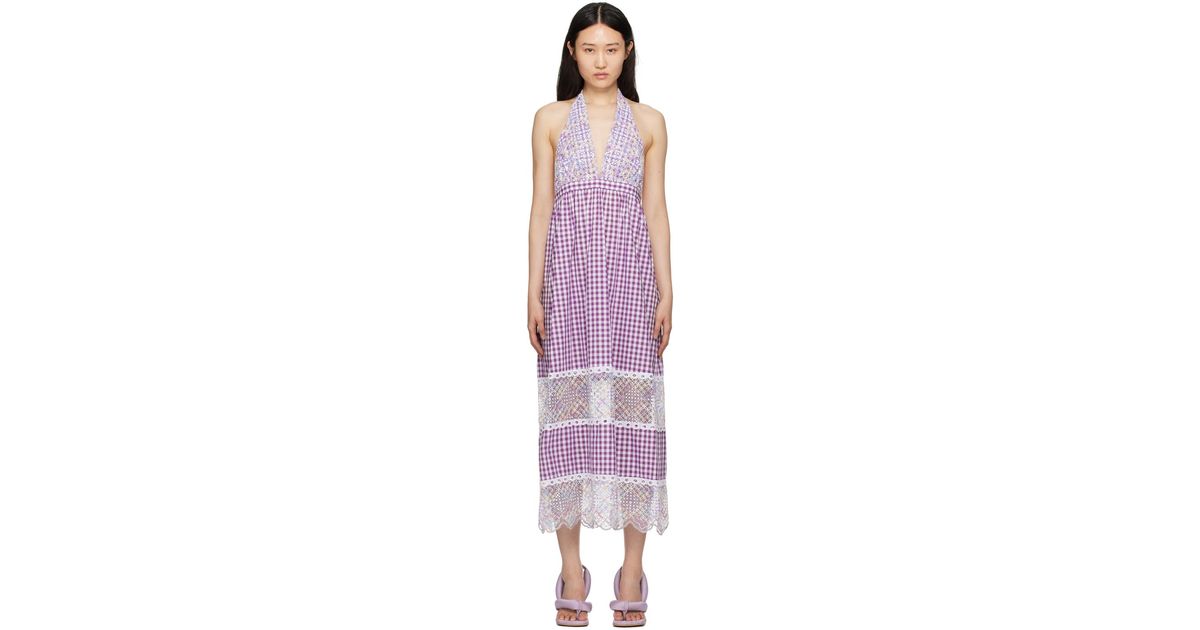 Anna Sui Gingham Maxi Dress in Black Lyst Australia