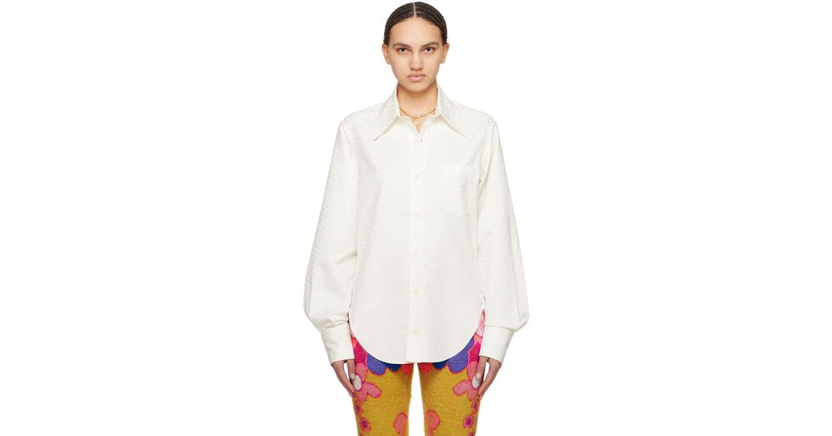 ERL logo-jacquard shirt - White