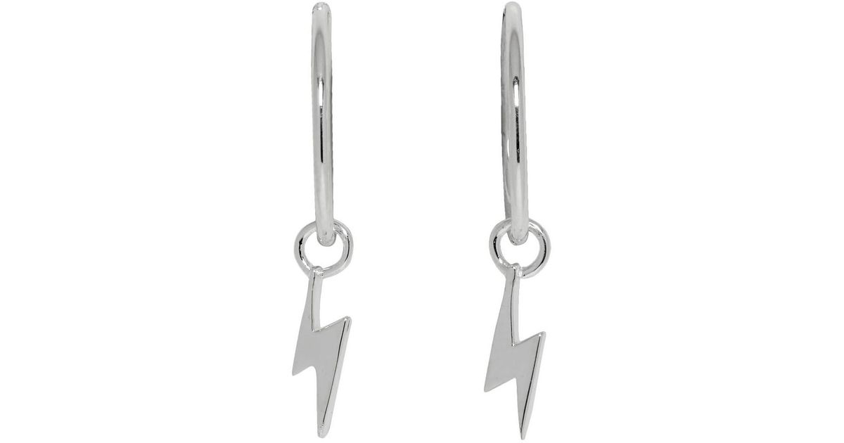 Stolen Girlfriends Club Silver Bolt Sleeper Earrings in Metallic