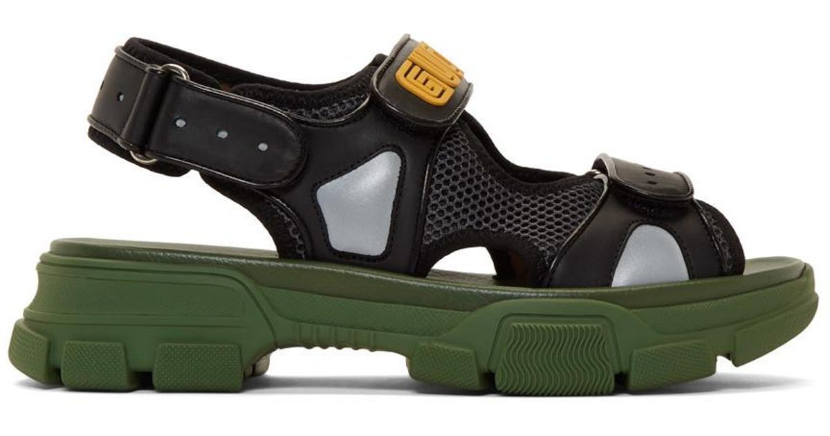 Gucci Leather Aguru Trek Sandals in Green for Men - Lyst