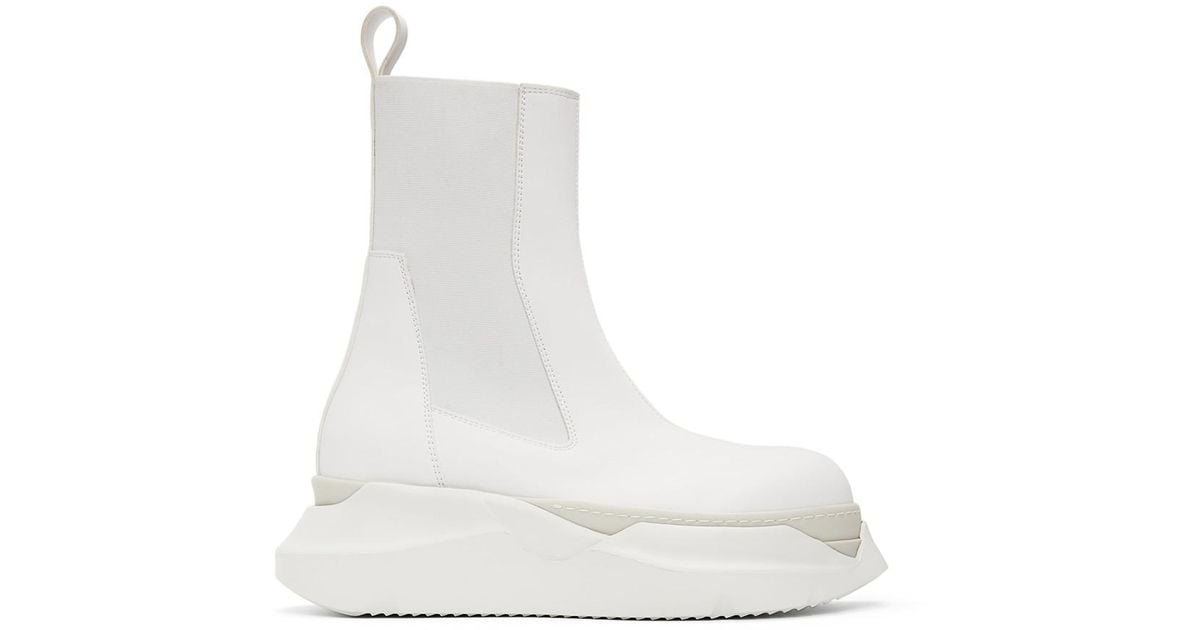 Rick Owens DRKSHDW Leather White Abstract Beetle Boots for Men - Lyst