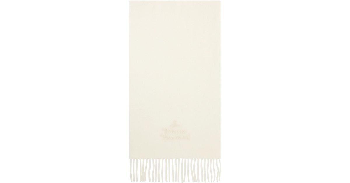 Vivienne Westwood White Embroidered Scarf in Natural | Lyst