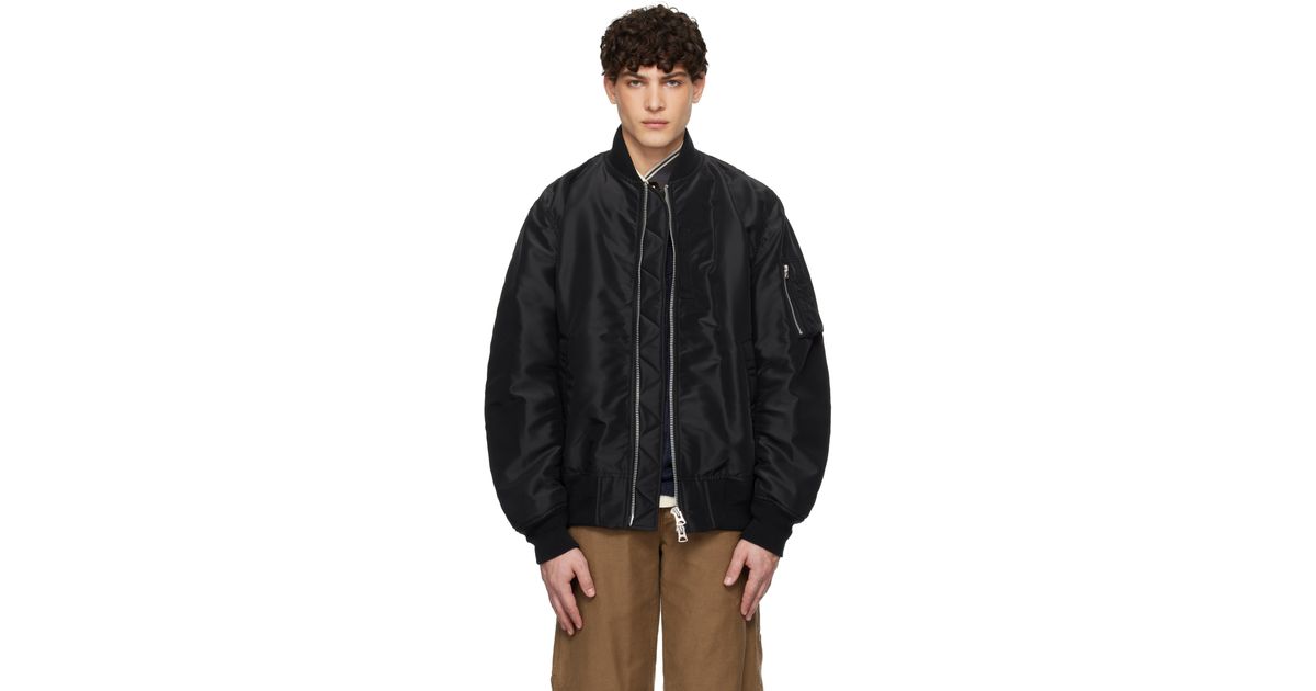 sacaiサカイ★ブラックSuiting Nylon Twill ボンバージャケット sacaiのブラック ナイロン ツイル ボンバージャケットがセール中