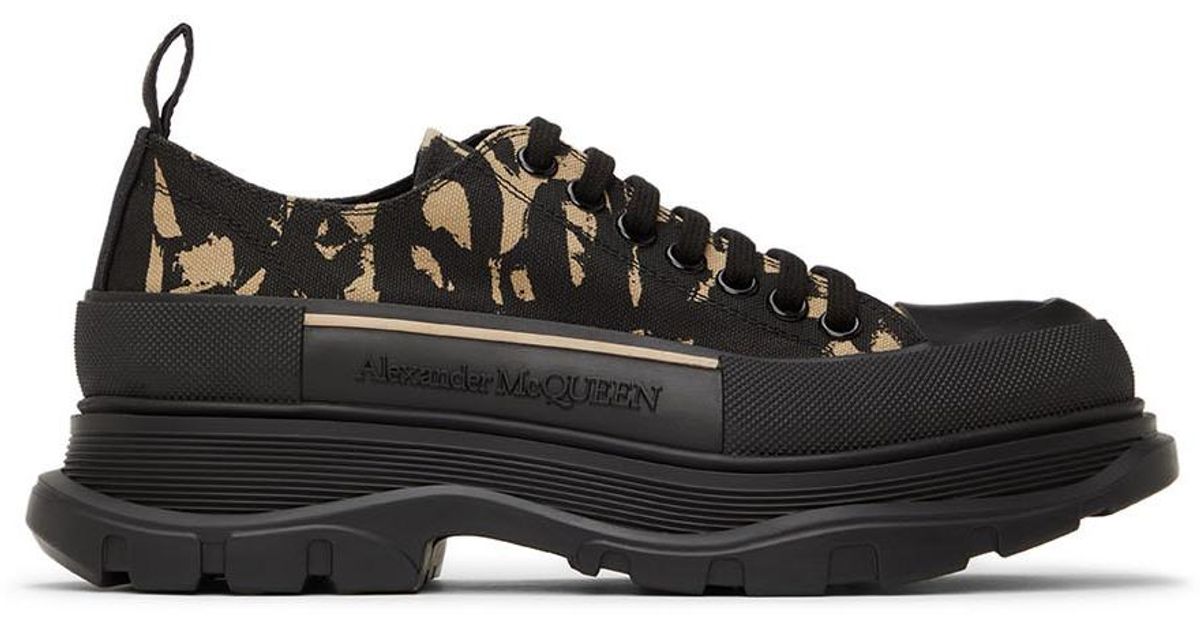 Alexander McQueen Canvas Graffiti Tread Slick Sneakers in Black for Men