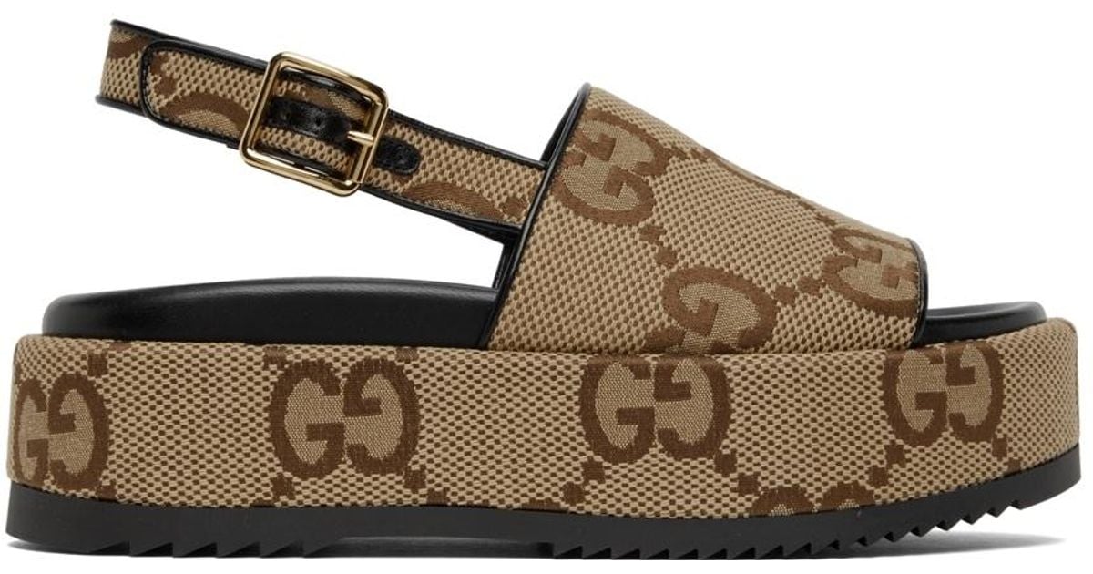 Sandales es à logos ggà plateforme Gucci en coloris Noir | Lyst