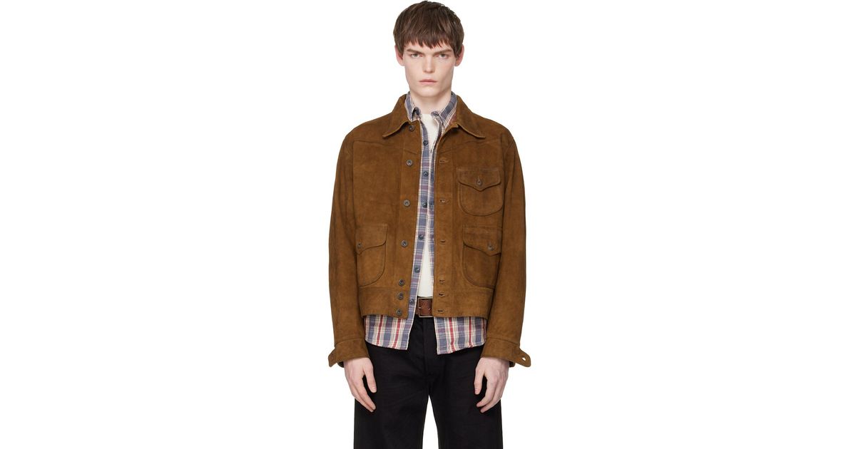 RRL Tan Roughout Suede Jacket in Brown for Men | Lyst