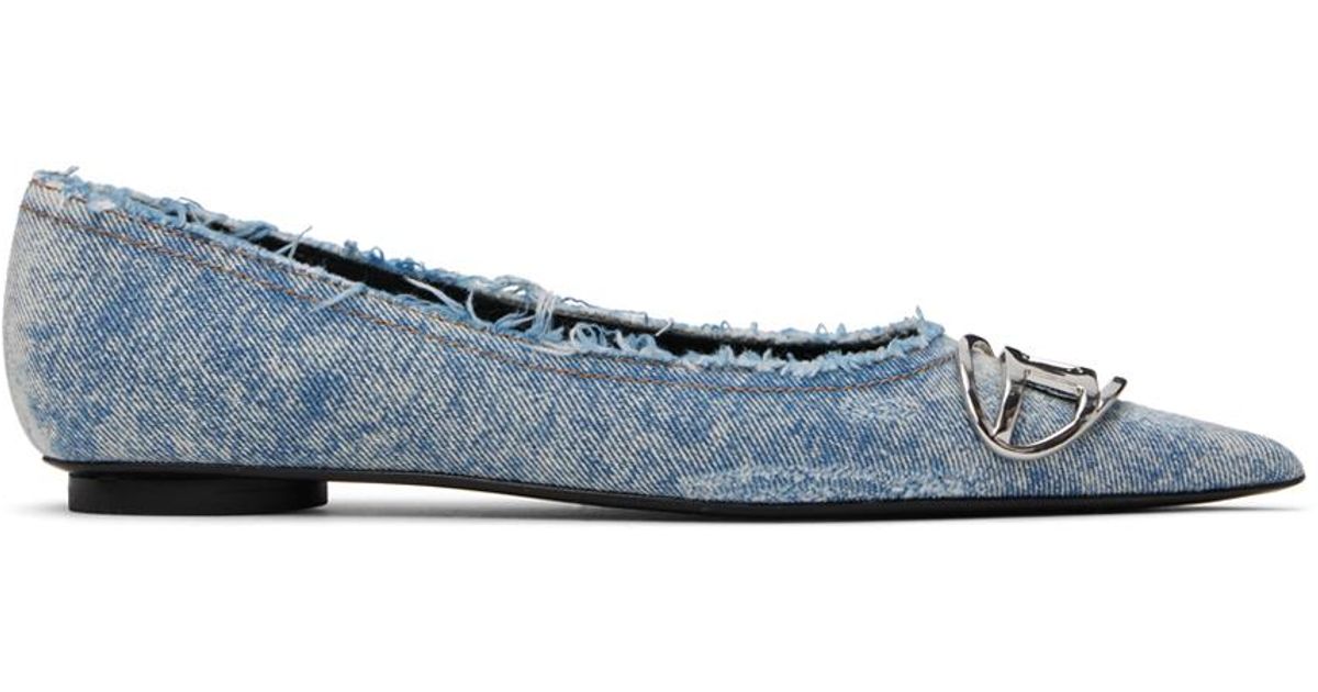 フラットシューズ Diesel \"D-Venus\" Ballerina Women's D-Venus-Ballerina flats with mirror finish | Blue