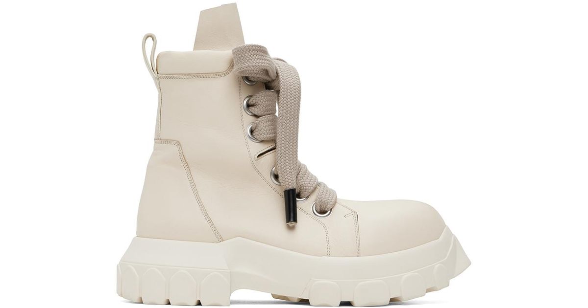 Rick Owens Off-white Jumbo Laced Bozo Tractor Boots for Men Rick Owens Off-white Jumbo Laced Bozo Tractor Boots for Men