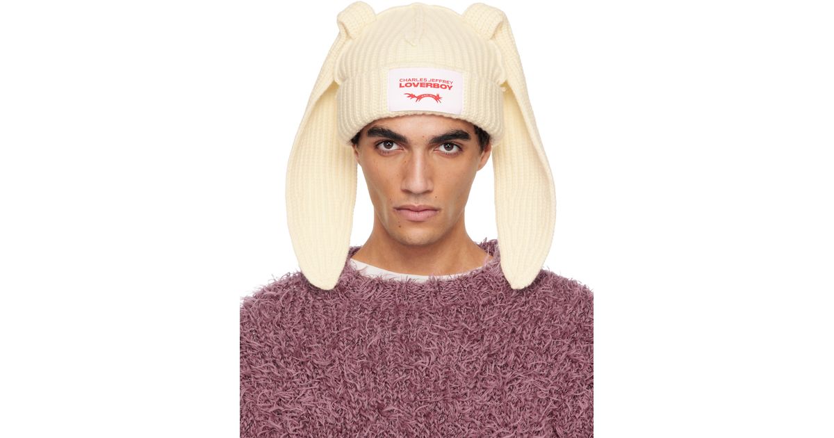Charles Jeffrey Off- Chunky Rabbit Beanie in Purple for Men | Lyst UK