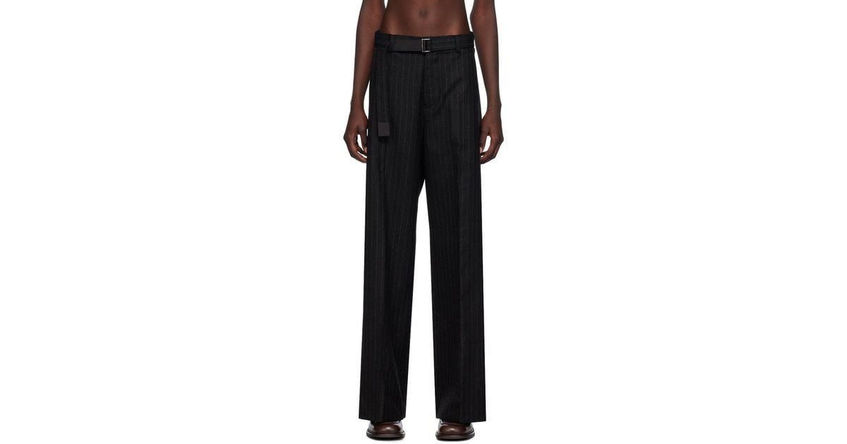 【関税込み】sacai ブラック チョークストライプ トラウザーズ Sacai チョークストライプ トラウザーズ ブラック | Lyst