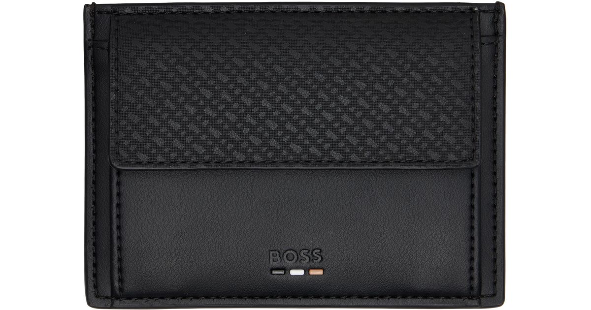 BOSS Emed Logo Coin & Card Holder in Black for Men | Lyst