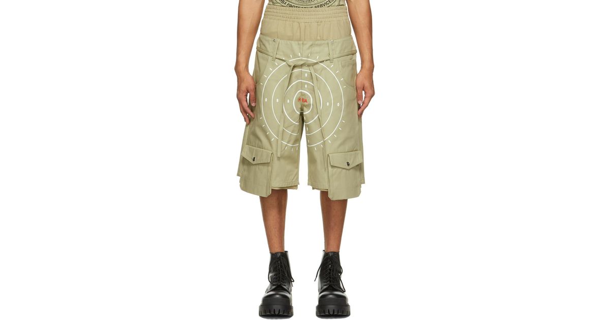 Hood By Air Cotton Khaki Veteran Layered Shorts in Tan (Green) for 