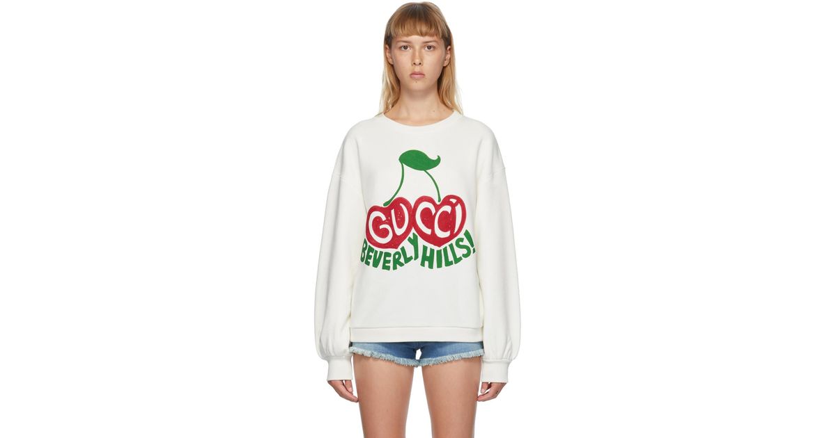 トップス GUCCI Beverly Hills cherry Knit Gucci Wool Sweater with Cherry Intarsia in Blue – Gavriel.us