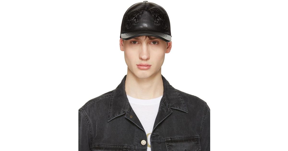 Gucci Leather Black Tiger Baseball Cap 