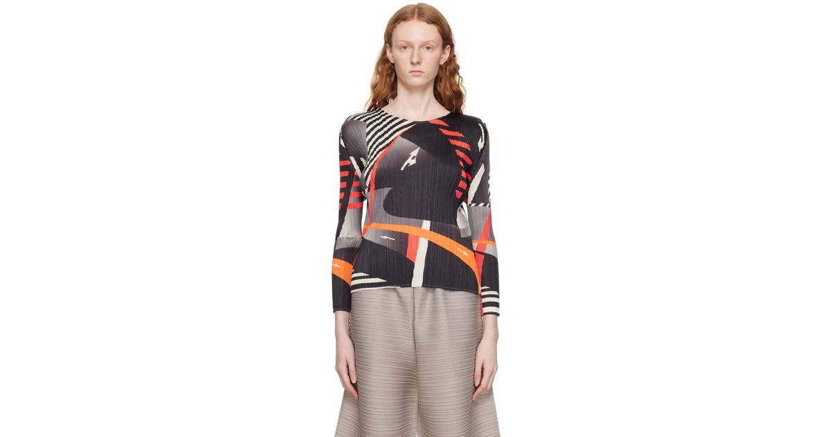 Pleats Please Issey Miyake Black Freeway Long Sleeve T-shirt | Lyst