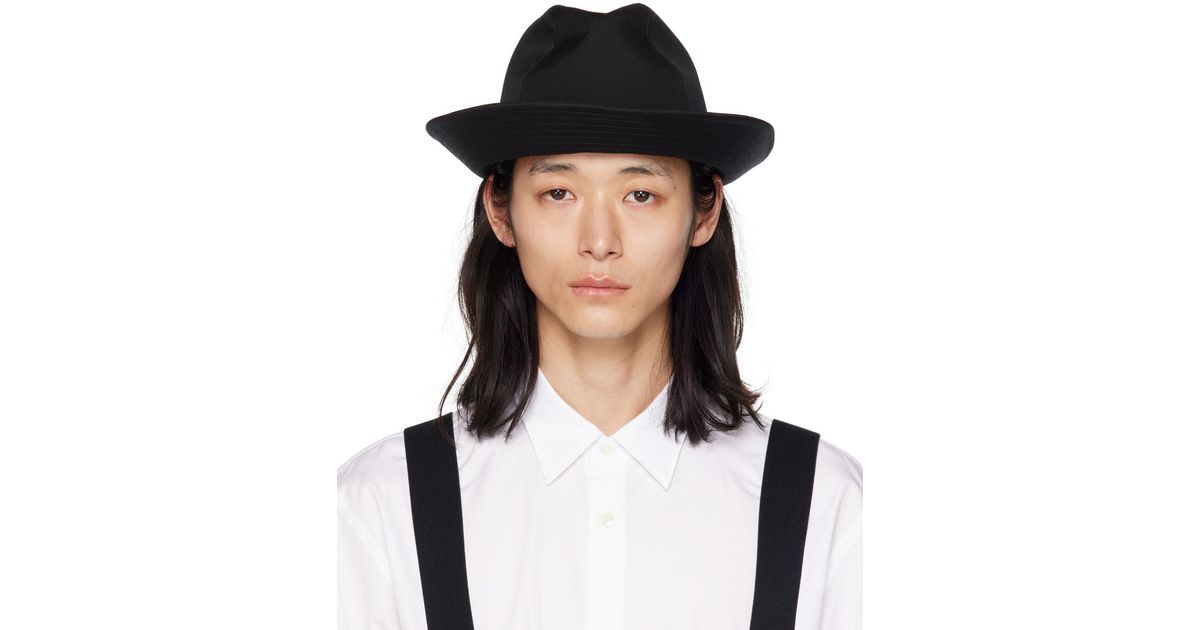 Yohji Yamamoto Black Gabardine Fedora for Men | Lyst Canada