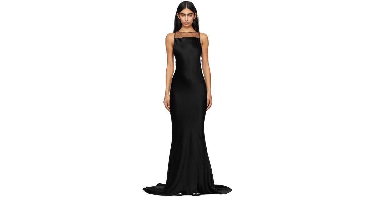 パーティードレス MAISON MARGIELA hammered satin gown SI0CT0001 S49465 Ivory Hammered Satin Flared Maxi Dress | Maison Margiela
