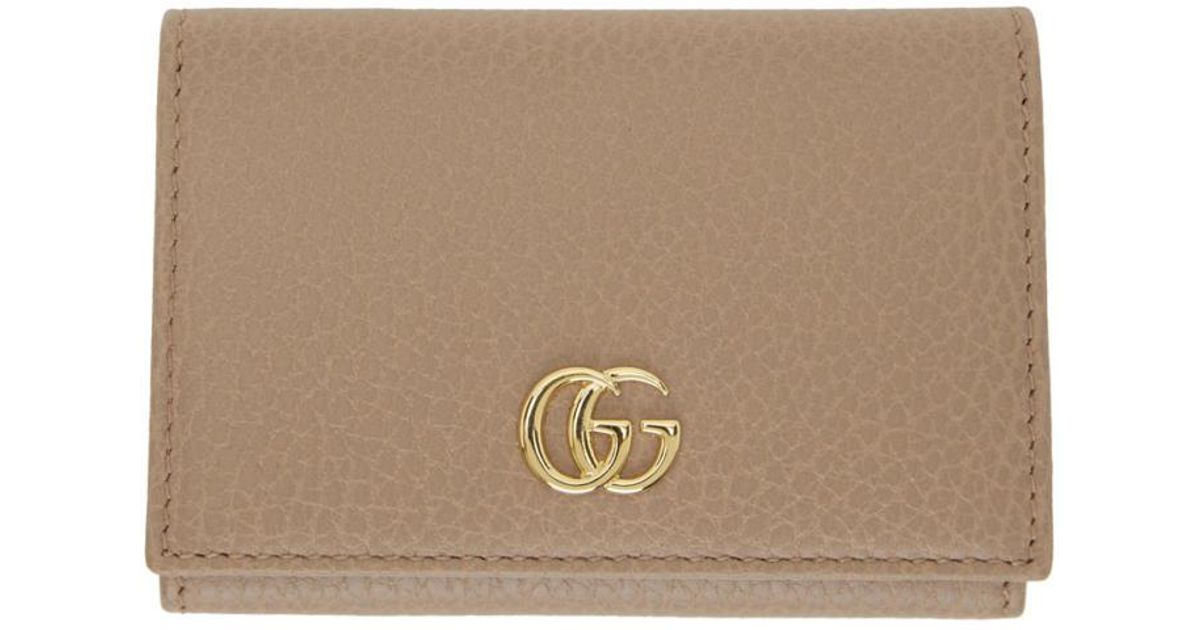 Pink Petite Gg Marmont Card Holder - Lyst
