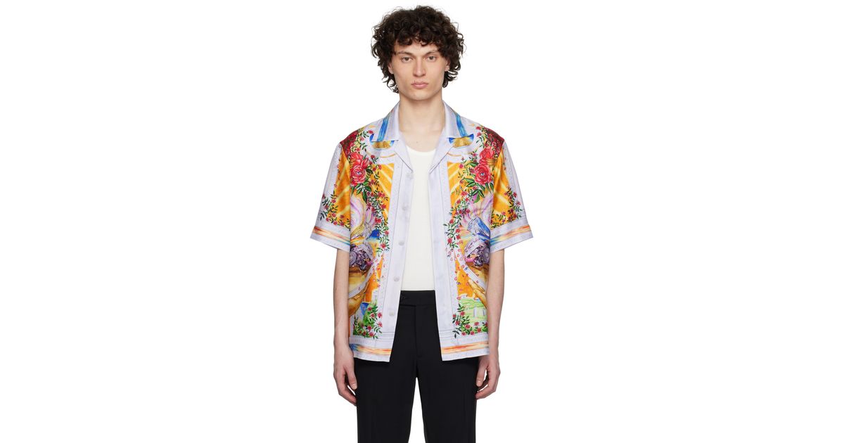 CASABLANCA 'La Tornade De Rose' Short Sleeve Silk Shirt for Men