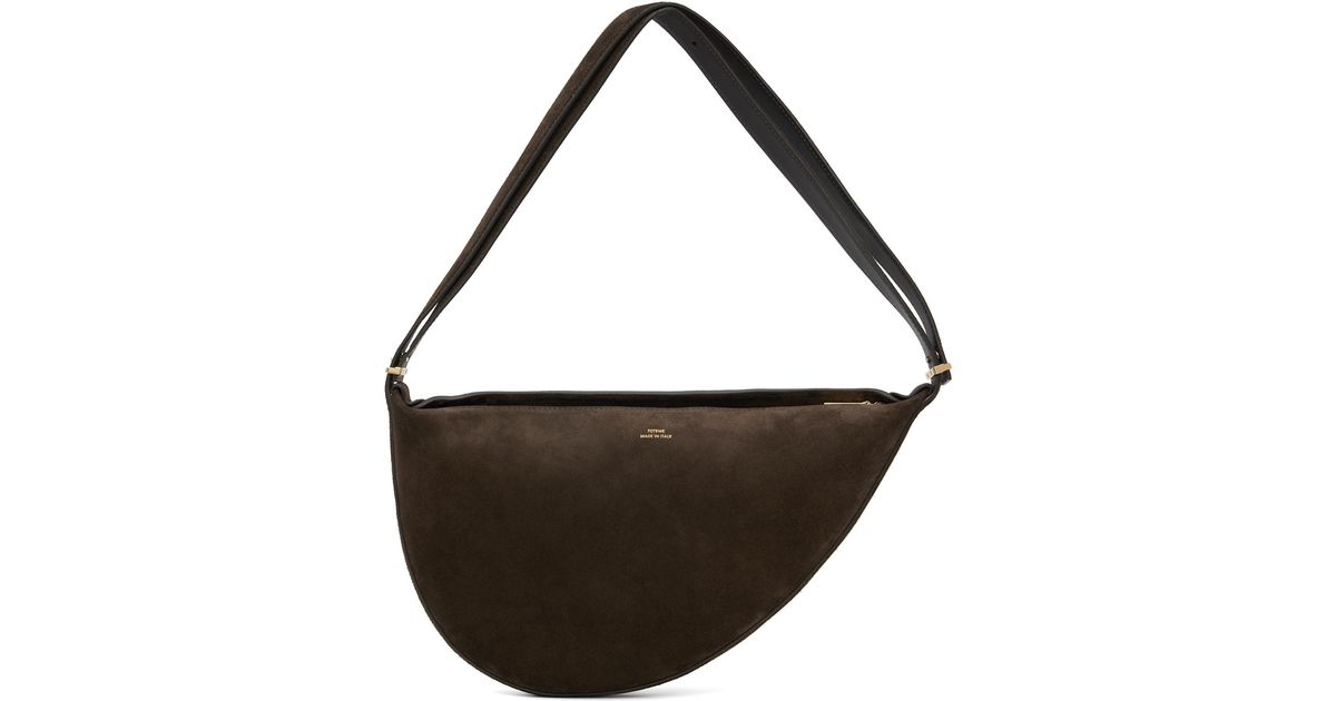TOTEME Suede Scooped Sling Bag in Black | Lyst