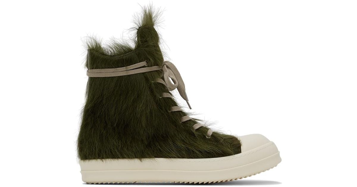 Rick Owens Pony Hair Sneakers in Green for Men Lyst