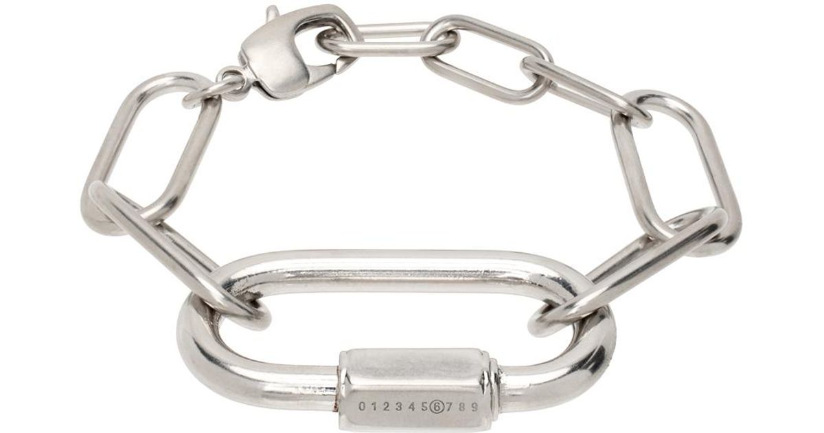 MM6 Maison Margiela シルバー＆イエロー カラビナブレスレット MM6 by Maison Martin Margiela シルバー メタル カラビナ