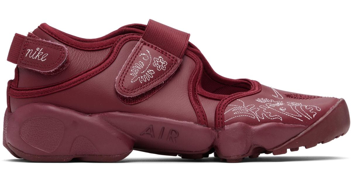 Nike Burgundy Air Rift Leather Sneakers in Red | Lyst