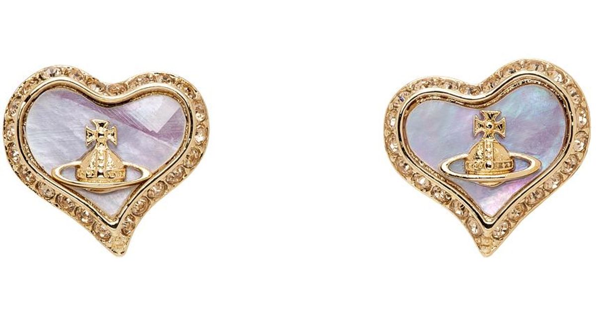 Vivienne Westwood｜ (PETRA EARRINGS (62010074 02P556)) Petra Earrings in PLATINUM-GOLD-WHITE-PEARL-TINT-MOP-WHITE