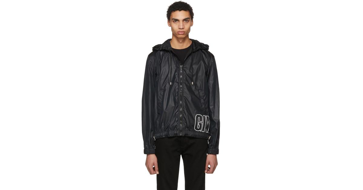 Givenchy Synthetic Black Nylon Logo Windbreaker Jacket for Men | Lyst