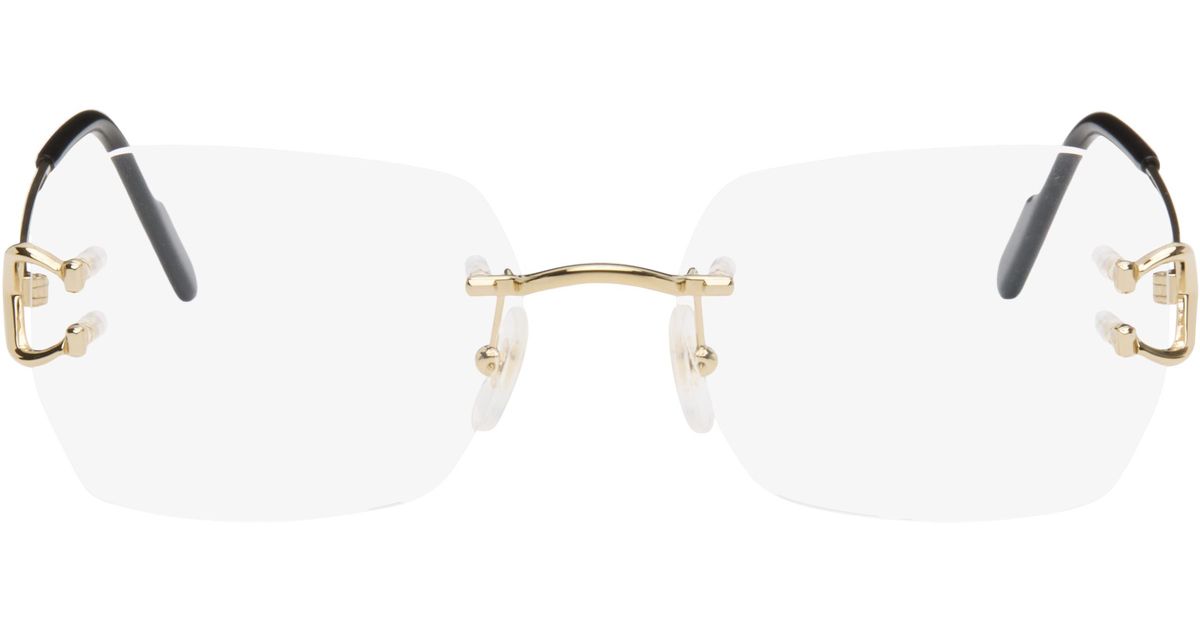 Cartier C De Square Rimless Glasses in Black | Lyst UK