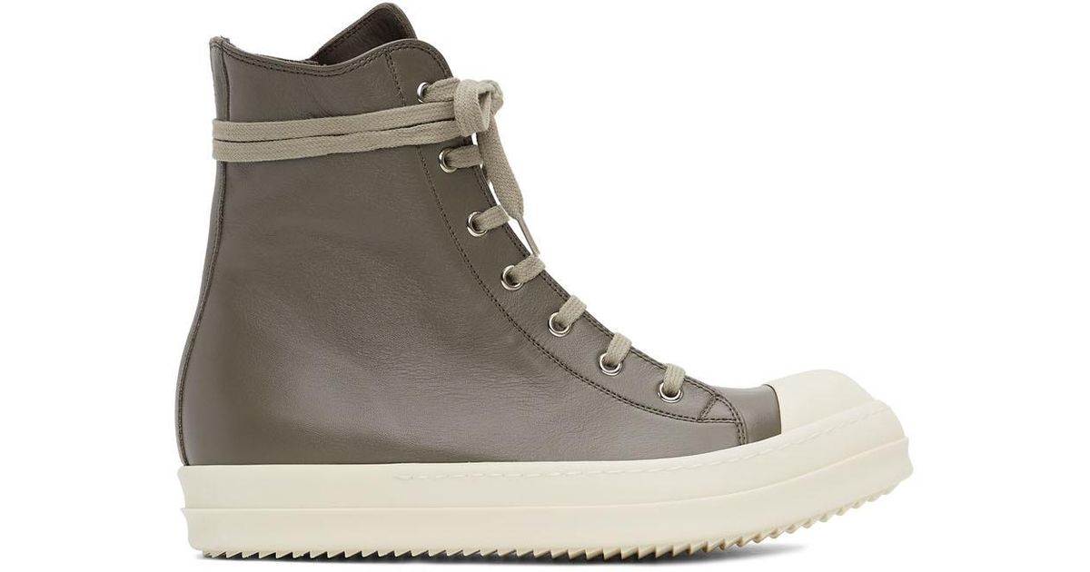 Rick Owens Grey Calfskin High Sneakers in Gray for Men | Lyst