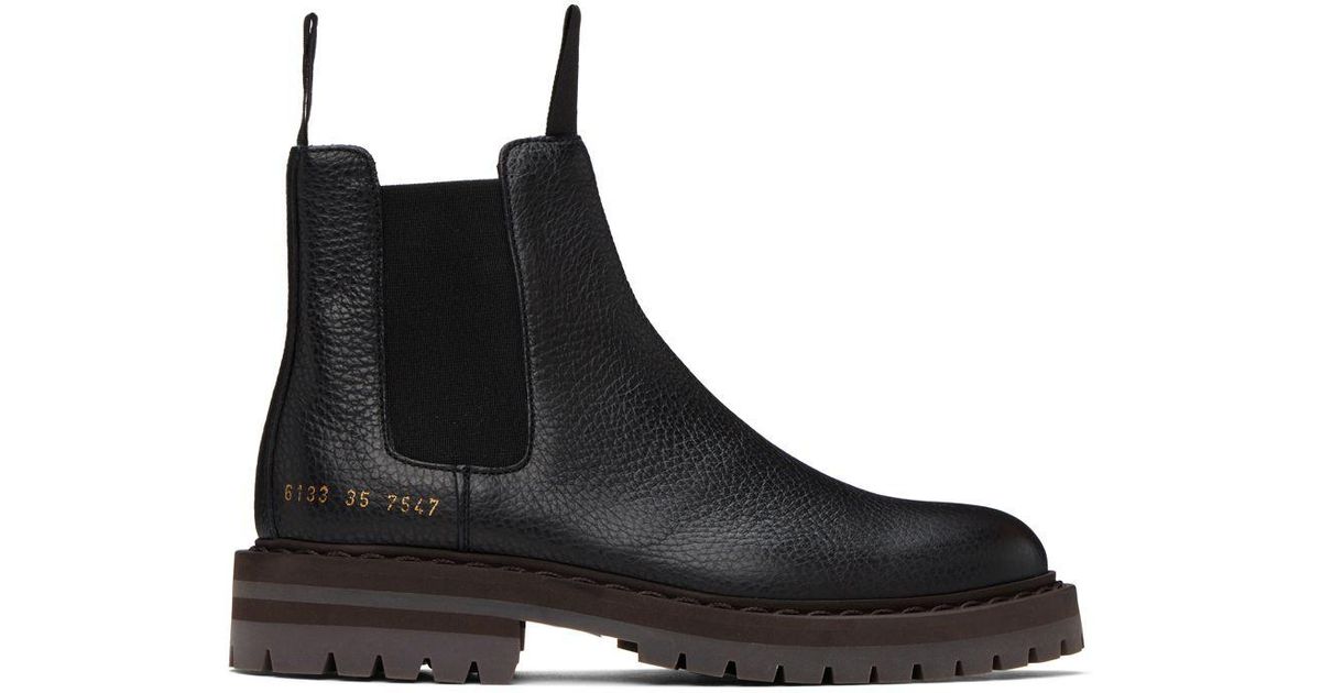Common Projects Black Leather Chelsea Boots | Lyst