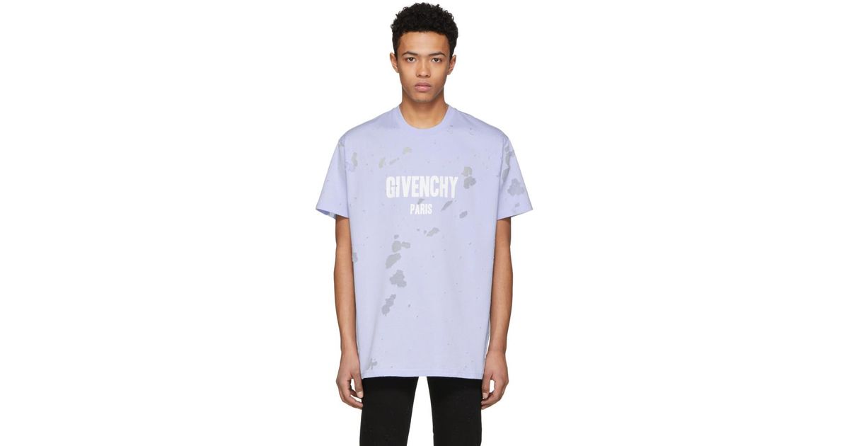 Givenchy Blue Distressed T-shirt for Men | Lyst